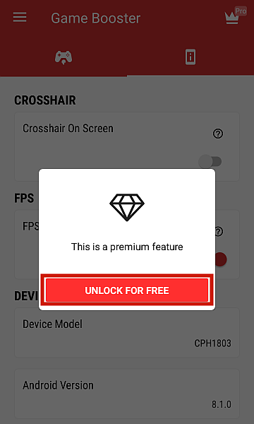 Game Booster Premium Feature Prompt