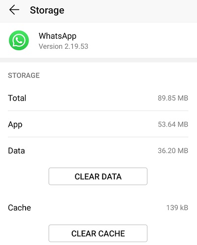 Fix WhatsApp Is not working - Clear Cache