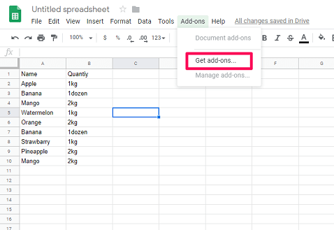 Get Add-Ons for Google Sheets