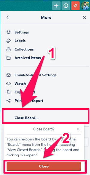 close board on Trello