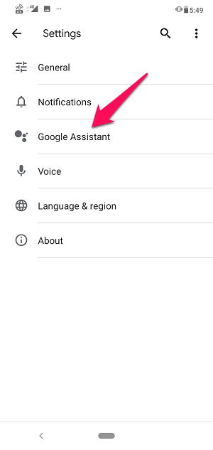 tap on google assistant