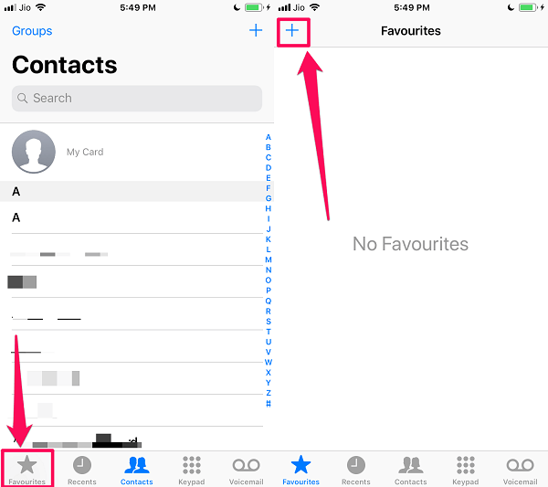 add favourite contacts