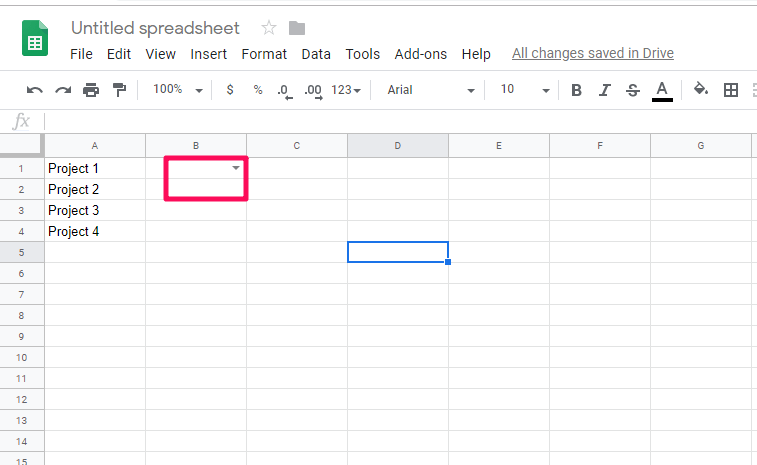 drop down added from another sheet cell values
