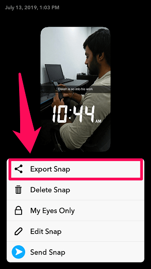 export snap to Camera Roll