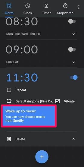 choose music from spotify for alarm tone