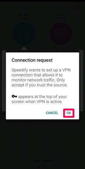 Speedify Connection Request