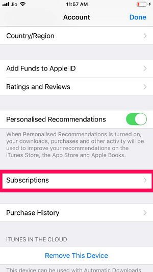viewing iTunes subscriptions