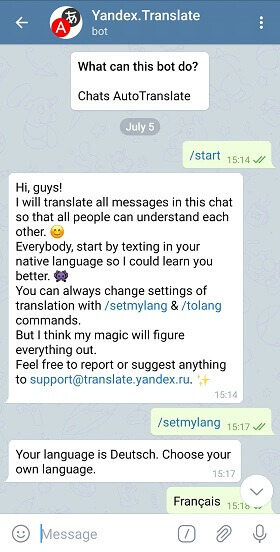 yandex. translate useful Telegram bot