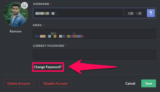 change discord password