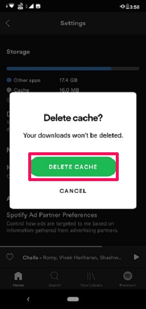 clear Spotify Cache on Android