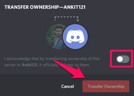 confirm the server transfer