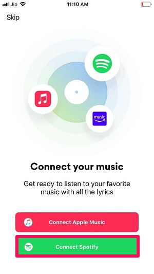 connect musixmatch with spotify in iPhone