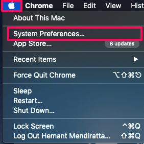 go to system preferences