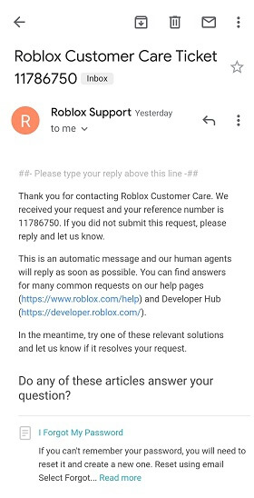 Forgot Email Roblox