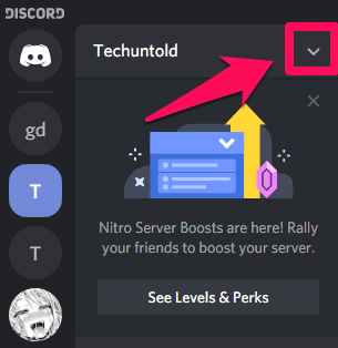 open Discord server menu
