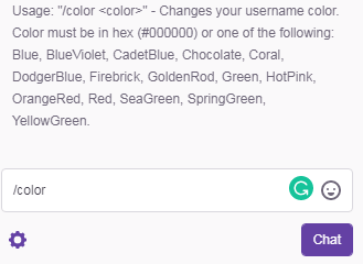 see color options on twitch
