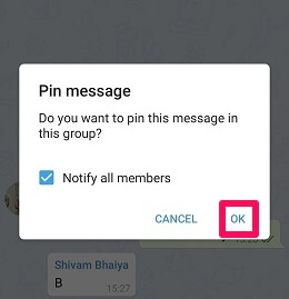 confirm pinning message