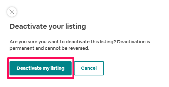 delete listing on Airbnb
