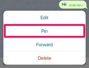 pin message in iPhone