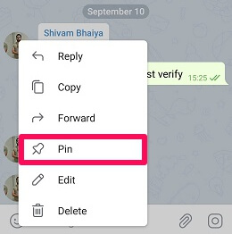 pin message in telegram