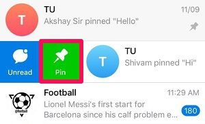 pin Telegram chats on iPhone