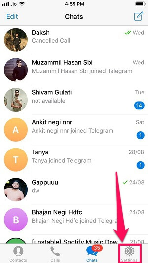 telegram settings iPhone