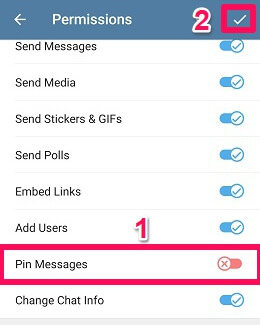 toggle off pin message permission