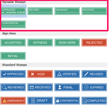 various stamps in foxit reader