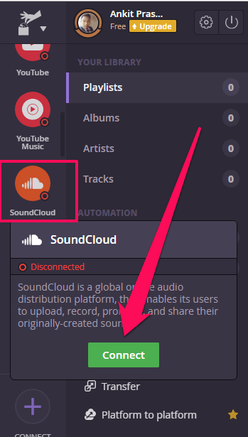 connect to soundcloud