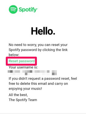link to reset password