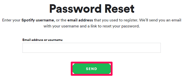 reset Spotify password