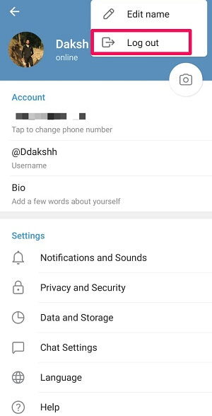WhatsApp cons - Log out option in Telegram