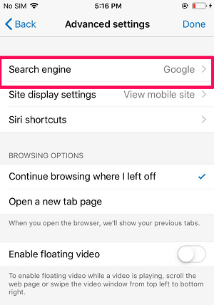 Search engine option