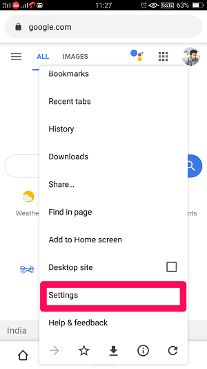 browser settings