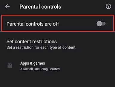 Parental Control Toggle Button