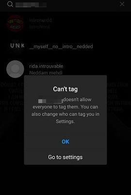 user unable to tag in post