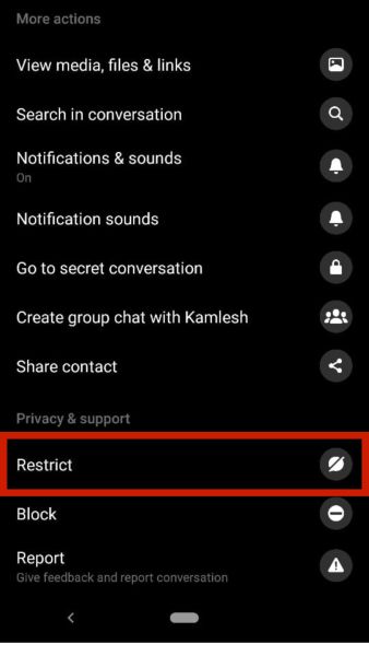 Scrolling down and select Restrict. You will find this in the Privacy & Support settings
