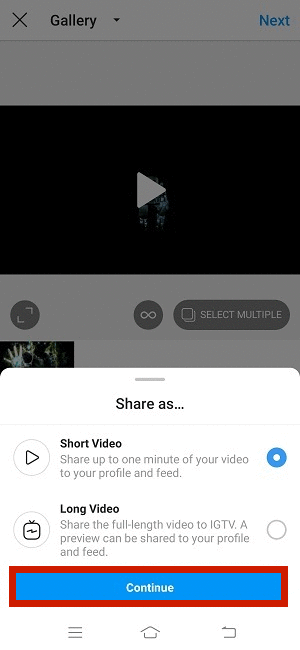 choose from long or short video