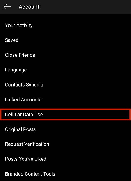 Look for Cellular Data Use