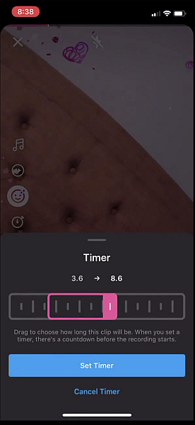 Use timer feature to record your clips hands-free