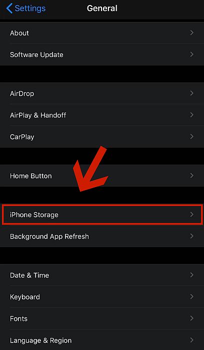 Look for iPhone Storage