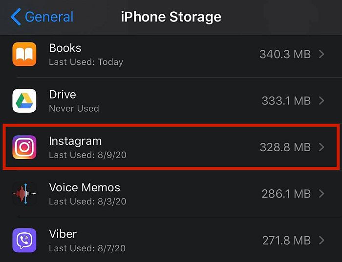 Scroll down to find Instagram