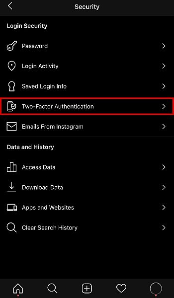 Select the two-factor authentication