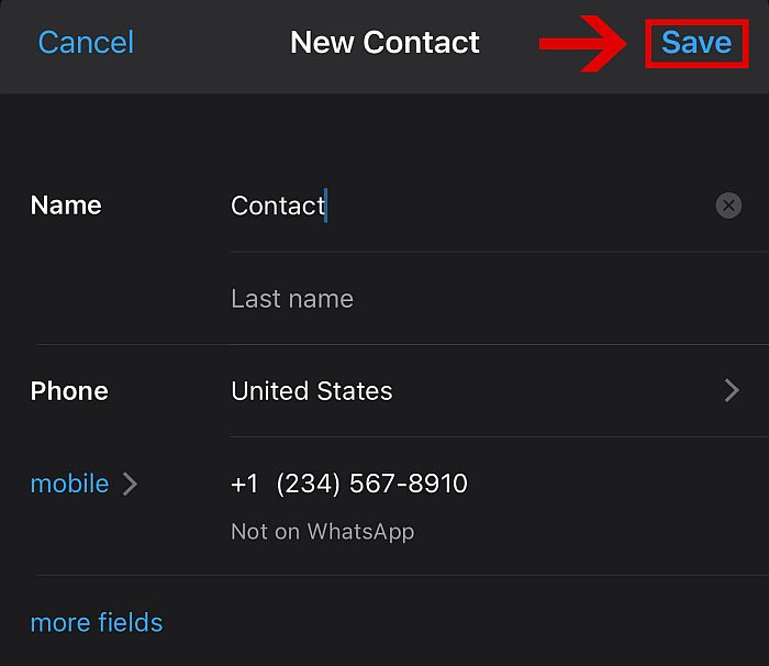 Save your new contact to your phone