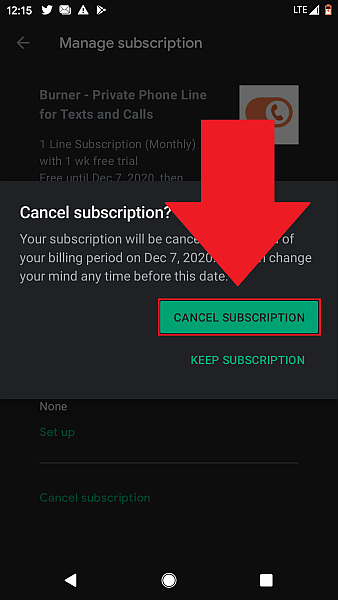 Burner cancel subscription again