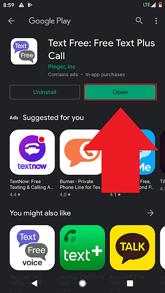 Tap on green open button