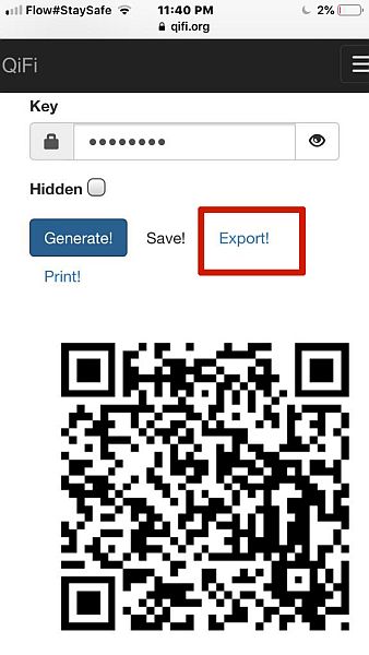 Exporting QR Code From Qifi