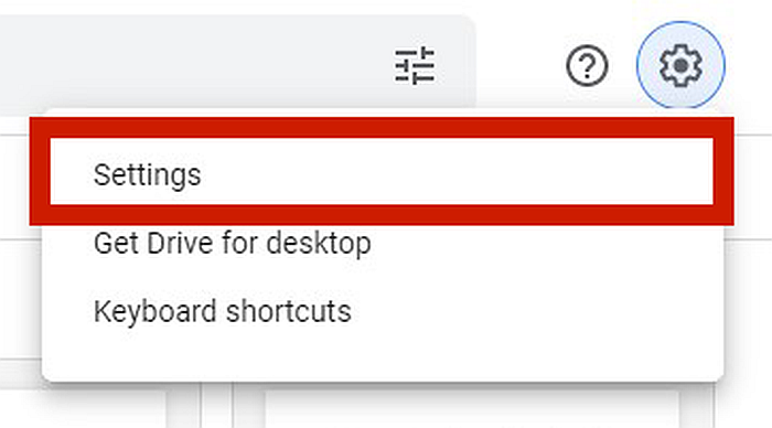 Accessing google drive settings
