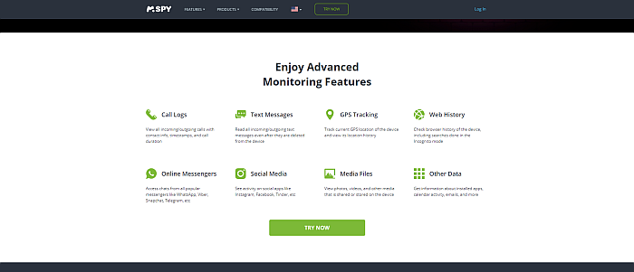 mSpy website landing page