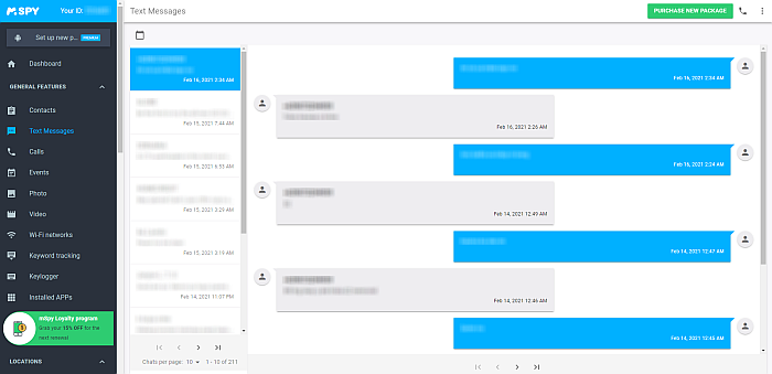 mSpy Text Messages